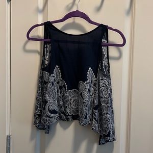 navy patterned crop top